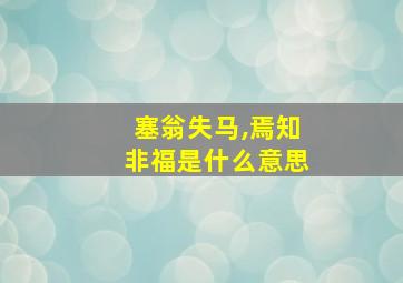 塞翁失马,焉知非福是什么意思