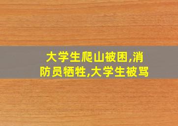 大学生爬山被困,消防员牺牲,大学生被骂