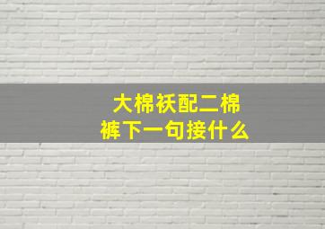 大棉袄配二棉裤下一句接什么