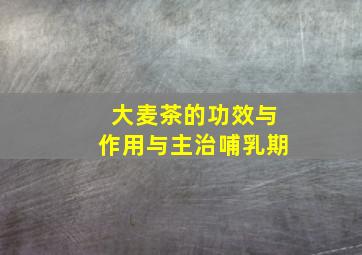 大麦茶的功效与作用与主治哺乳期