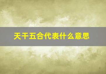 天干五合代表什么意思