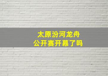 太原汾河龙舟公开赛开幕了吗