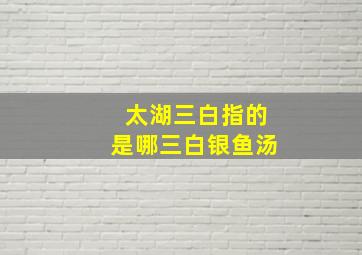 太湖三白指的是哪三白银鱼汤