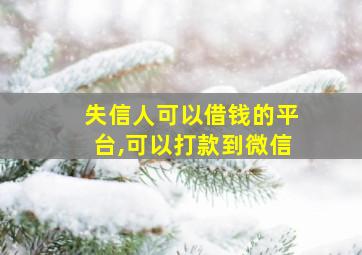 失信人可以借钱的平台,可以打款到微信