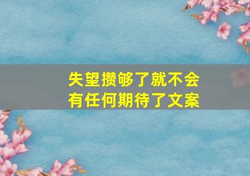 失望攒够了就不会有任何期待了文案