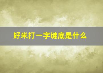 好米打一字谜底是什么