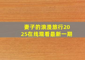 妻子的浪漫旅行2025在线观看最新一期