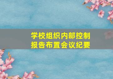 学校组织内部控制报告布置会议纪要