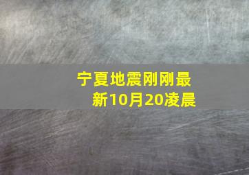 宁夏地震刚刚最新10月20凌晨