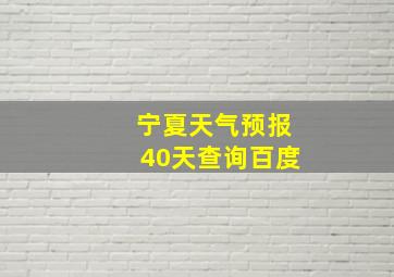 宁夏天气预报40天查询百度