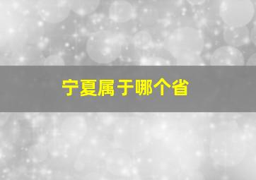 宁夏属于哪个省