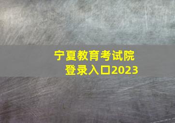 宁夏教育考试院登录入口2023