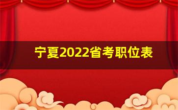 宁夏2022省考职位表