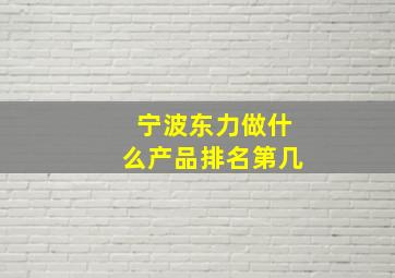 宁波东力做什么产品排名第几