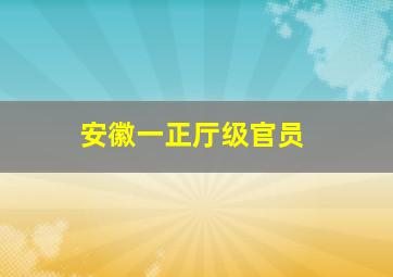 安徽一正厅级官员