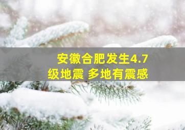 安徽合肥发生4.7级地震 多地有震感