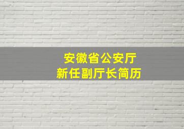 安徽省公安厅新任副厅长简历