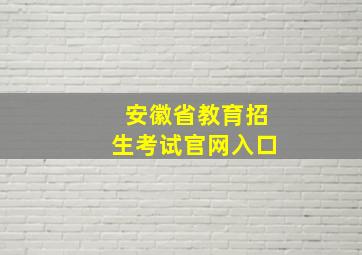 安徽省教育招生考试官网入口