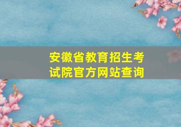 安徽省教育招生考试院官方网站查询