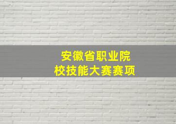 安徽省职业院校技能大赛赛项