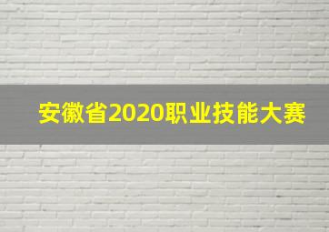 安徽省2020职业技能大赛