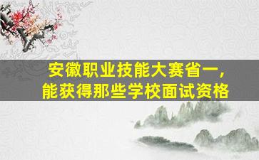 安徽职业技能大赛省一,能获得那些学校面试资格