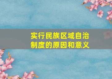 实行民族区域自治制度的原因和意义