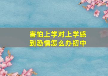 害怕上学对上学感到恐惧怎么办初中