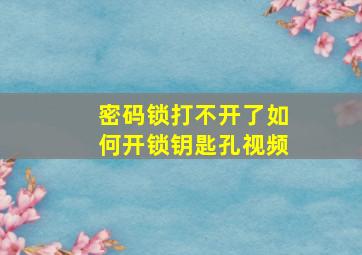 密码锁打不开了如何开锁钥匙孔视频