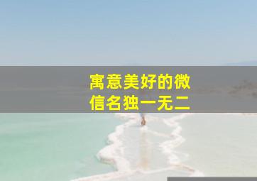 寓意美好的微信名独一无二