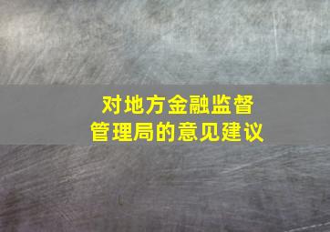 对地方金融监督管理局的意见建议