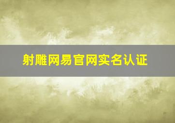 射雕网易官网实名认证