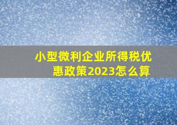 小型微利企业所得税优惠政策2023怎么算