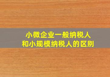 小微企业一般纳税人和小规模纳税人的区别