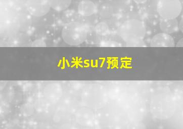 小米su7预定