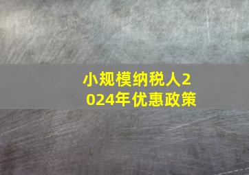 小规模纳税人2024年优惠政策