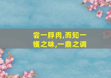 尝一脬肉,而知一镬之味,一鼎之调