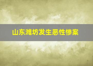 山东潍坊发生恶性惨案