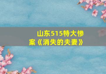 山东515特大惨案《消失的夫妻》