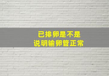 已排卵是不是说明输卵管正常