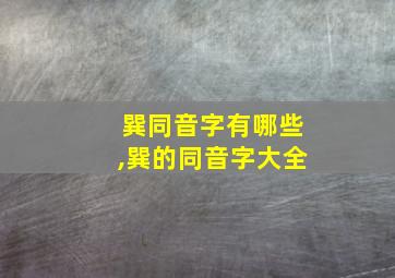 巽同音字有哪些,巽的同音字大全