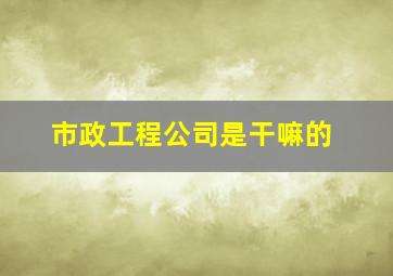 市政工程公司是干嘛的