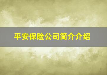 平安保险公司简介介绍