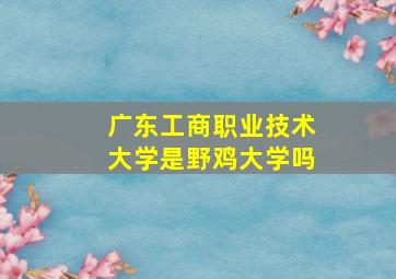 广东工商职业技术大学是野鸡大学吗