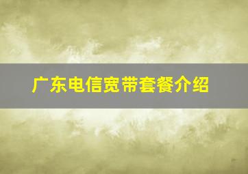 广东电信宽带套餐介绍