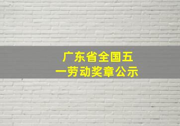 广东省全国五一劳动奖章公示