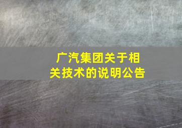 广汽集团关于相关技术的说明公告