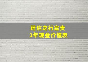 建信龙行富贵3年现金价值表