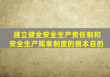 建立健全安全生产责任制和安全生产规章制度的根本目的