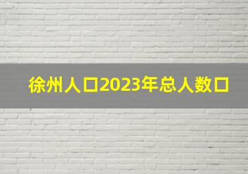 徐州人口2023年总人数口